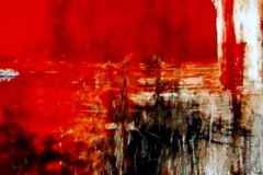 Flames into ashes mixed media on ripped and tied canvas, 40 x 100, 2014