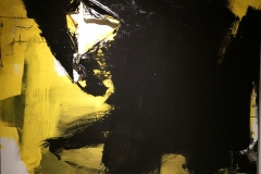 Apocalisse in Giallo, 2017, tecnica mista su tela strappata e legata, 150x150cm